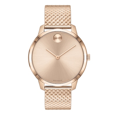 Ladies' Movado Bold® Rose-Tone IP Mesh Watch with Rose-Tone Dial (Model: 3600596)