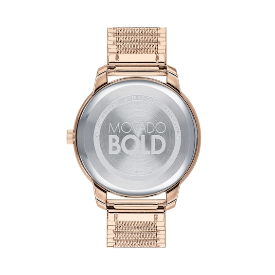 Ladies' Movado Bold® Rose-Tone IP Mesh Watch with Rose-Tone Dial (Model: 3600596)