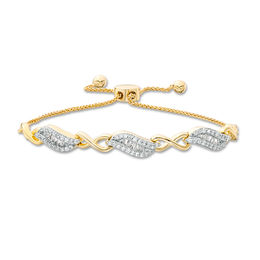 0.58 CT. T.W. Diamond Alternating Infinity Bolo Bracelet in 10K Gold - 9.5&quot;