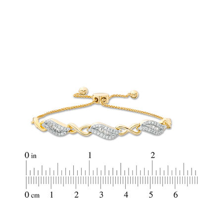 0.58 CT. T.W. Diamond Alternating Infinity Bolo Bracelet in 10K Gold - 9.5"