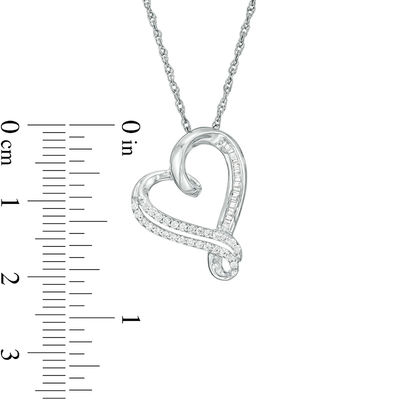 0.18 CT. T.W. Diamond Tilted Heart Pendant in Sterling Silver