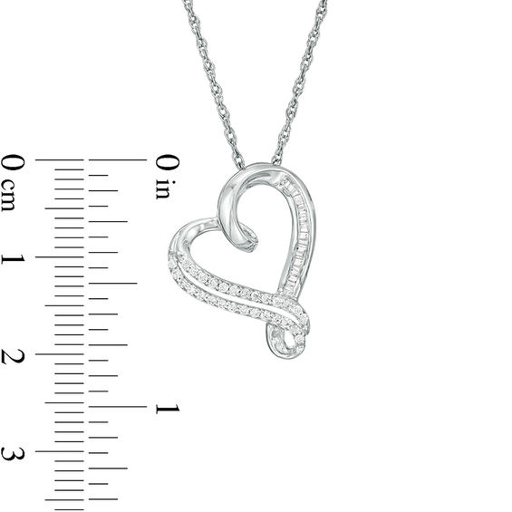 0.18 CT. T.W. Diamond Tilted Heart Pendant in Sterling Silver