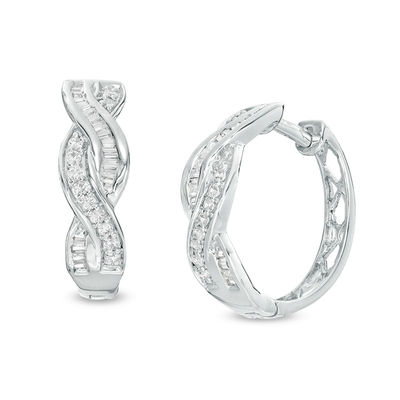 0.45 CT. T.W. Diamond Twist Hoop Earrings in Sterling Silver