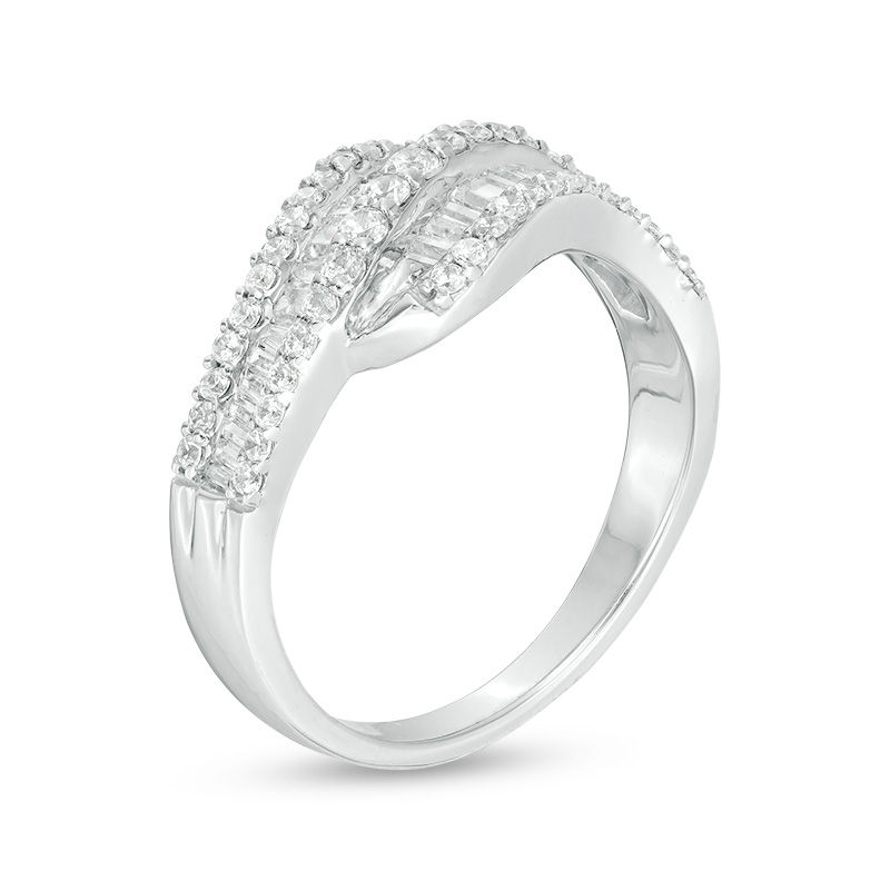 0.69 CT. T.W. Diamond Wave Ring in 10K White Gold