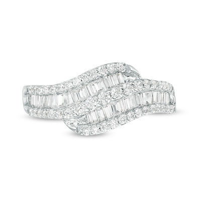 0.69 CT. T.W. Diamond Wave Ring in 10K White Gold