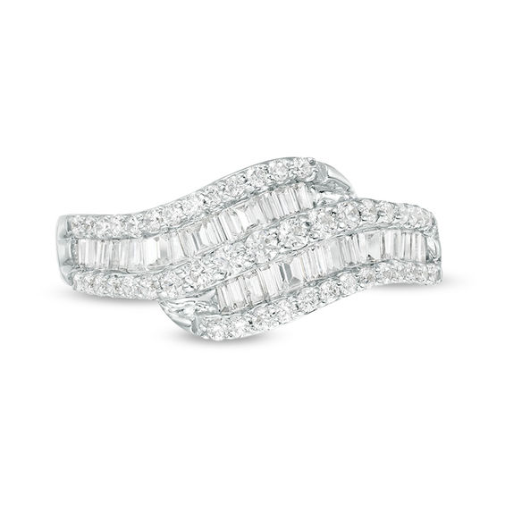 0.69 CT. T.W. Diamond Wave Ring in 10K White Gold