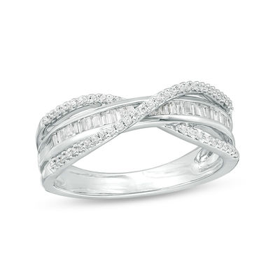 0.37 CT. T.W. Diamond Crossover Ring in 10K White Gold