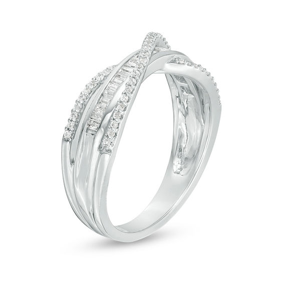 0.37 CT. T.W. Diamond Crossover Ring in 10K White Gold