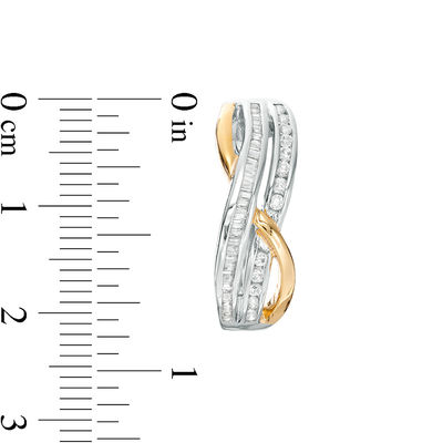 0.45 CT. T.W. Diamond Double Row Twist Hoop Earrings in 10K Two-Tone Gold