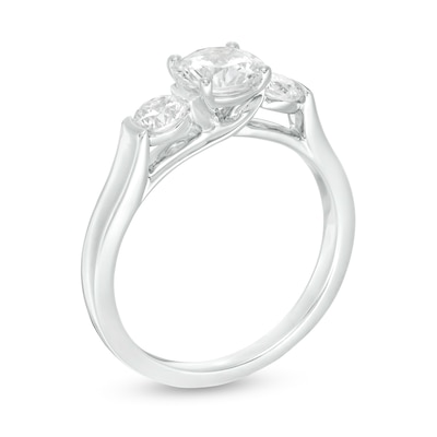 1.50 CT. T.W. Certified Canadian Diamond Three Stone Engagement Ring in 14K White Gold (I/I2)