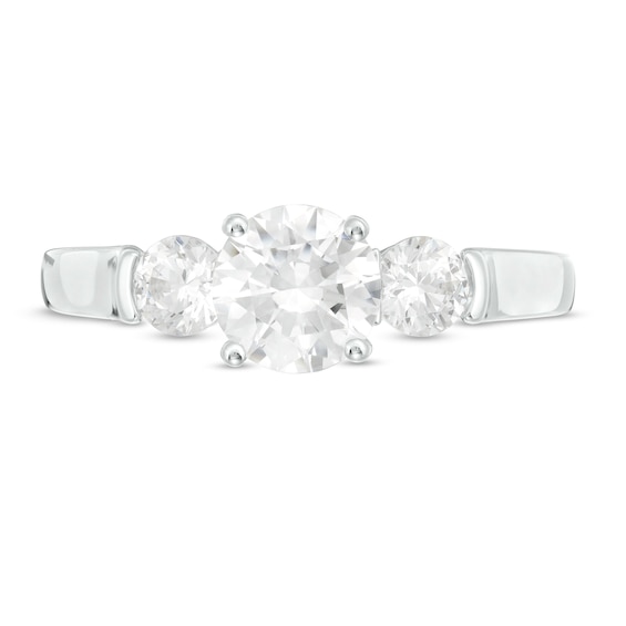 1.50 CT. T.W. Certified Canadian Diamond Three Stone Engagement Ring in 14K White Gold (I/I2)