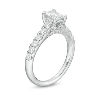 Celebration Canadian Ideal 1.50 CT. T.W. Emerald-Cut Certified Diamond Engagement Ring in 14K White Gold (I/SI2)