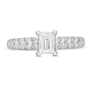 Celebration Canadian Ideal 1.50 CT. T.W. Emerald-Cut Certified Diamond Engagement Ring in 14K White Gold (I/SI2)