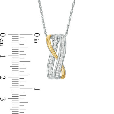 0.37 CT. T.W. Diamond Double Row Twist Pendant in 10K Two-Tone Gold