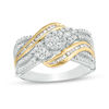 0.45 CT. T.W. Composite Diamond Bypass Multi-Row Ring in 10K Two-Tone Gold