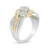 Thumbnail Image 2 of 0.45 CT. T.W. Composite Diamond Bypass Multi-Row Ring in 10K Two-Tone Gold