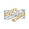 Thumbnail Image 3 of 0.45 CT. T.W. Composite Diamond Bypass Multi-Row Ring in 10K Two-Tone Gold