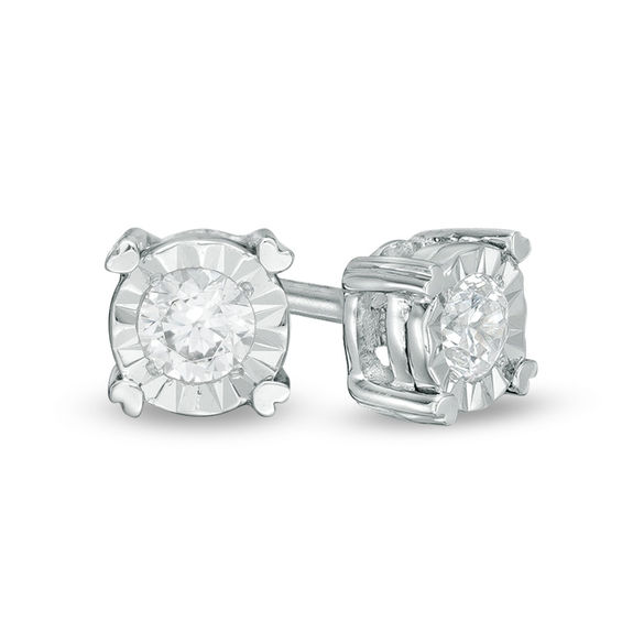 CT. T.W. Diamond Solitaire Stud Earrings in 10K White Gold