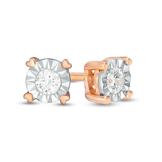 0.18 CT. T.W. Diamond Solitaire Stud Earrings in 10K Rose Gold