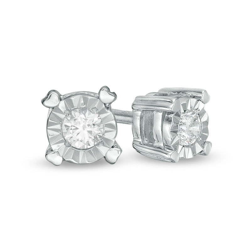 Main Image 1 of 0.085 CT. T.W. Diamond Solitaire Stud Earrings in 10K White Gold