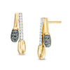 0.085 CT. T.W. Enhanced Black and White Diamond Double Matchstick Drop Earrings in Sterling Silver and 14K Gold Plate