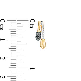 0.085 CT. T.W. Enhanced Black and White Diamond Double Matchstick Drop Earrings in Sterling Silver and 14K Gold Plate