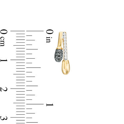 0.085 CT. T.W. Enhanced Black and White Diamond Double Matchstick Drop Earrings in Sterling Silver and 14K Gold Plate