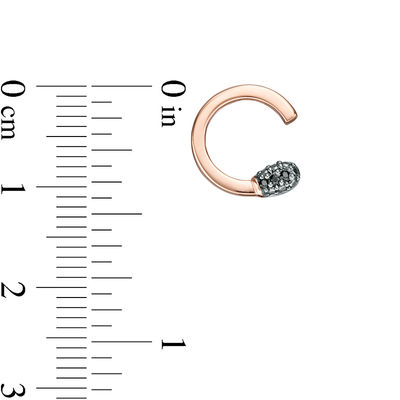 Black Diamond Accent Matchstick Open Stud Earrings in 10K Rose Gold