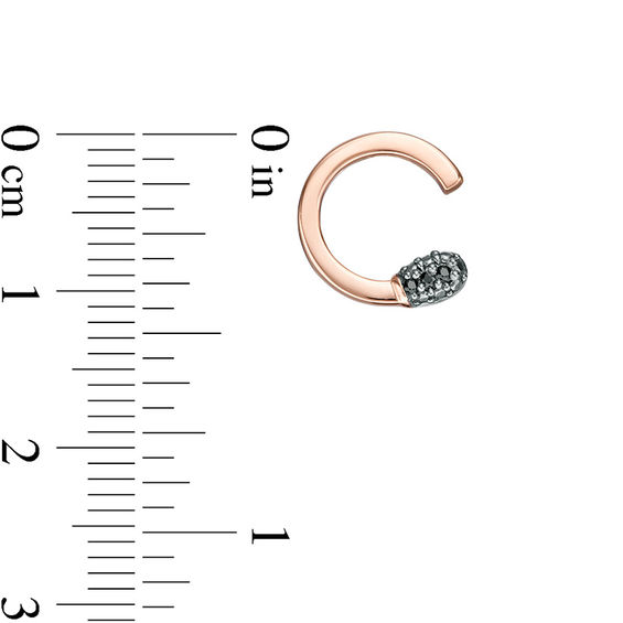 Black Diamond Accent Matchstick Open Stud Earrings in 10K Rose Gold