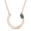 Thumbnail Image 1 of Black Diamond Accent Open Circle Matchstick Necklace in 10K Rose Gold