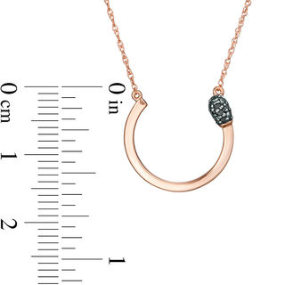 Black Diamond Accent Open Circle Matchstick Necklace in 10K Rose Gold