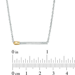 Diamond Accent Matchstick Necklace in Sterling Silver and 10K Gold