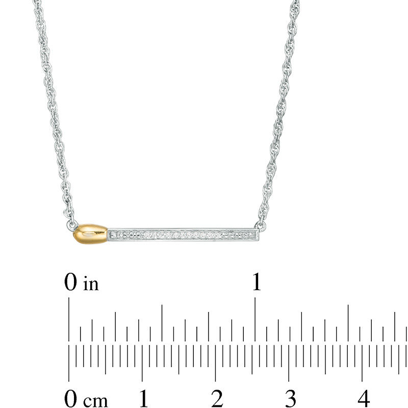 Main Image 3 of Diamond Accent Matchstick Necklace in Sterling Silver and 10K Gold