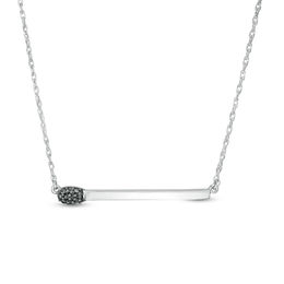 Black Diamond Accent Matchstick Necklace in Sterling Silver