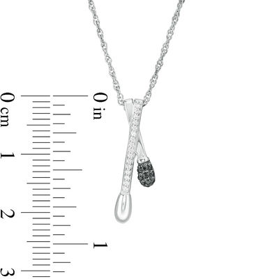 0.085 CT. T.W. Enhanced Black and White Diamond Crossover Matchstick Pendant in Sterling Silver