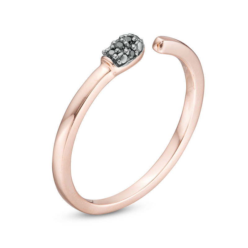 Black Diamond Accent Matchstick Open Ring in 10K Rose Gold|Peoples Jewellers