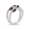 Thumbnail Image 2 of 0.18 CT. T.W. Enhanced Black and White Diamond Matchstick Wrap Ring in Sterling Silver and 10K Rose Gold