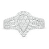 0.95 CT. T.W. Pear-Shaped Multi-Diamond Frame Multi-Row Ring in 10K White Gold