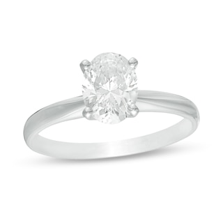 1.45 CT. Certified Oval Diamond Solitaire Engagement Ring in 14K White Gold (I/I1)