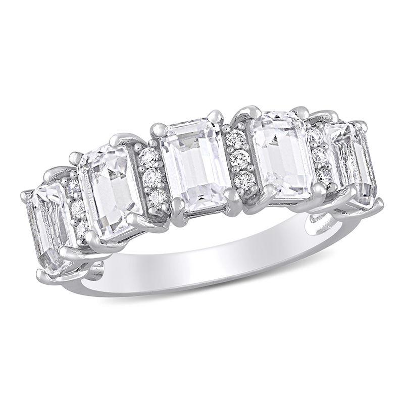 Five stone emerald cut clearance diamond ring