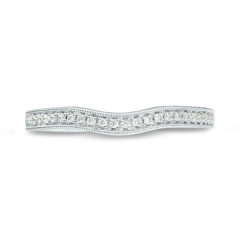 Vera Wang Love Collection 0.115 CT. T.W. Diamond Contour Vintage-Style Wedding Band in 14K White Gold|Peoples Jewellers
