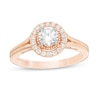 Vera Wang Love Collection 0.69 CT. T.W. Diamond Frame Split Shank Engagement Ring in 14K Rose Gold