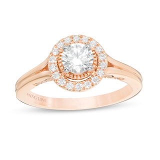 Vera Wang Love Collection 0.69 CT. T.W. Diamond Frame Split Shank Engagement Ring in 14K Rose Gold