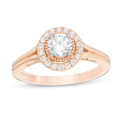 Vera Wang Love Collection 0.69 CT. T.W. Diamond Frame Split Shank Engagement Ring in 14K Rose Gold