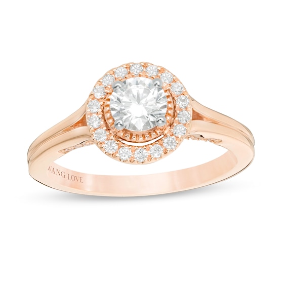 Vera Wang Love Collection 0.69 CT. T.W. Diamond Frame Split Shank Engagement Ring in 14K Rose Gold