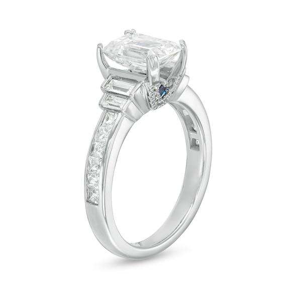 Vera Wang Love Collection 2.58 CT. T.W. Certified Emerald-Cut Diamond Three Stone Ring in 14K White Gold (I/SI2)