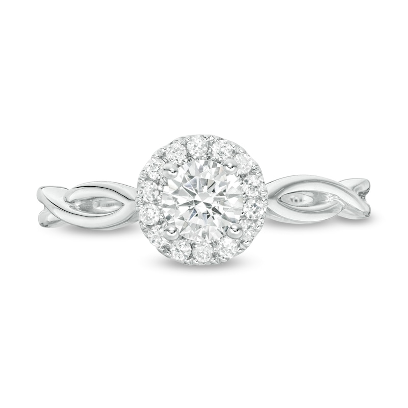 Vera Wang Love Collection 0.58 CT. T.W. Diamond Frame Twist Engagement Ring in 14K White Gold