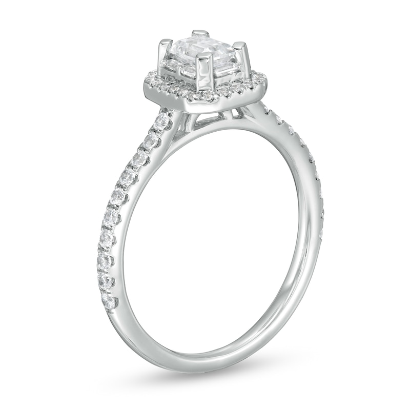 0.70 CT. T.W. Emerald-Cut Diamond Octagonal Frame Engagement Ring in ...