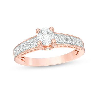 0.58 CT. T.W. Diamond Art Deco Engagement Ring in 10K Rose Gold