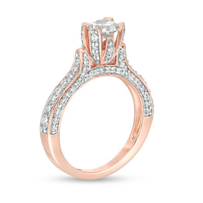 1.45 CT. T.W. Diamond Art Deco Engagement Ring in 14K Rose Gold